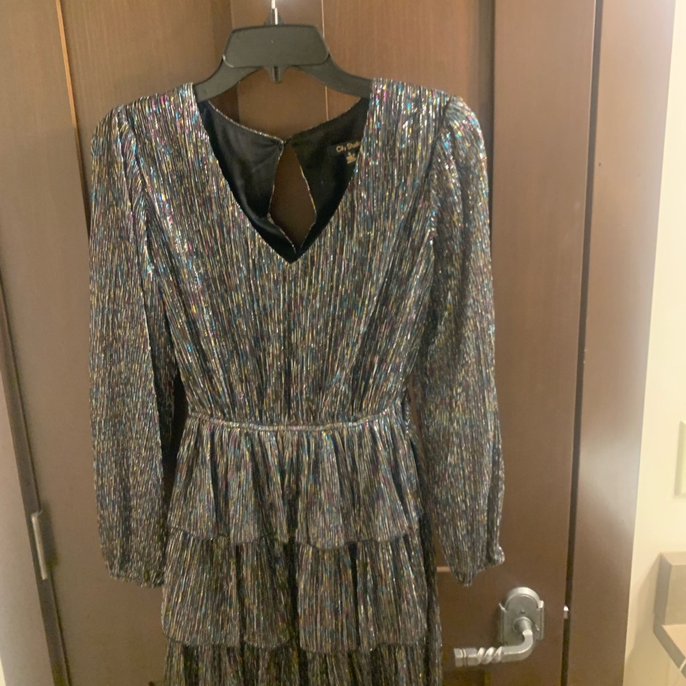 City Studio Shimmering Multicolor Long Sleeve Mini Dress